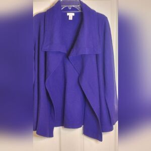 Chico's 2/12 Purple 100% WOOL Knit Lslv Women’s Opened Cardigan Sweater